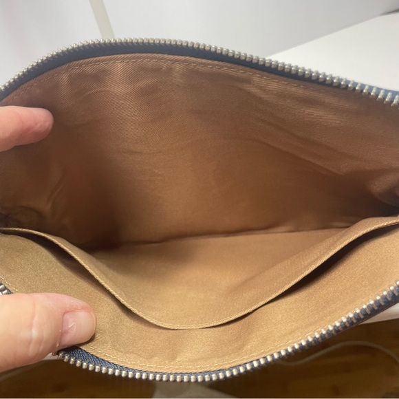 Fossil Small Clutch Bad or Makeup Bag  Purse Insert Coated Canvas Brown Beige - Picture 6 of 9